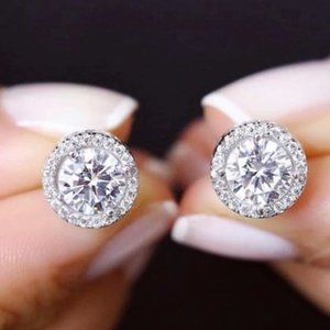 Classic Brilliant Cut Sterling Silver Stud Earring